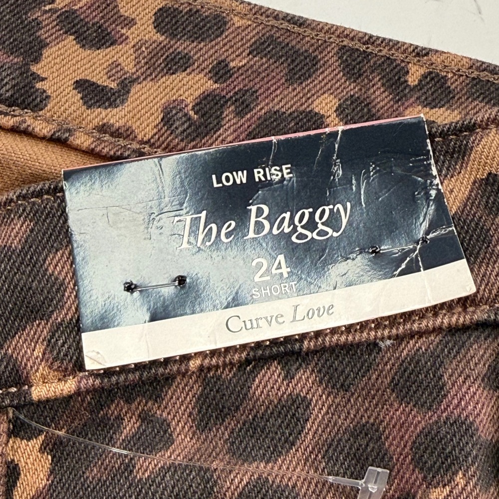 Abercrombie & Fitch Baggy Leopard Print Jeans Curve Love Womens 24 Short  NEW - Picture 4 of 10
